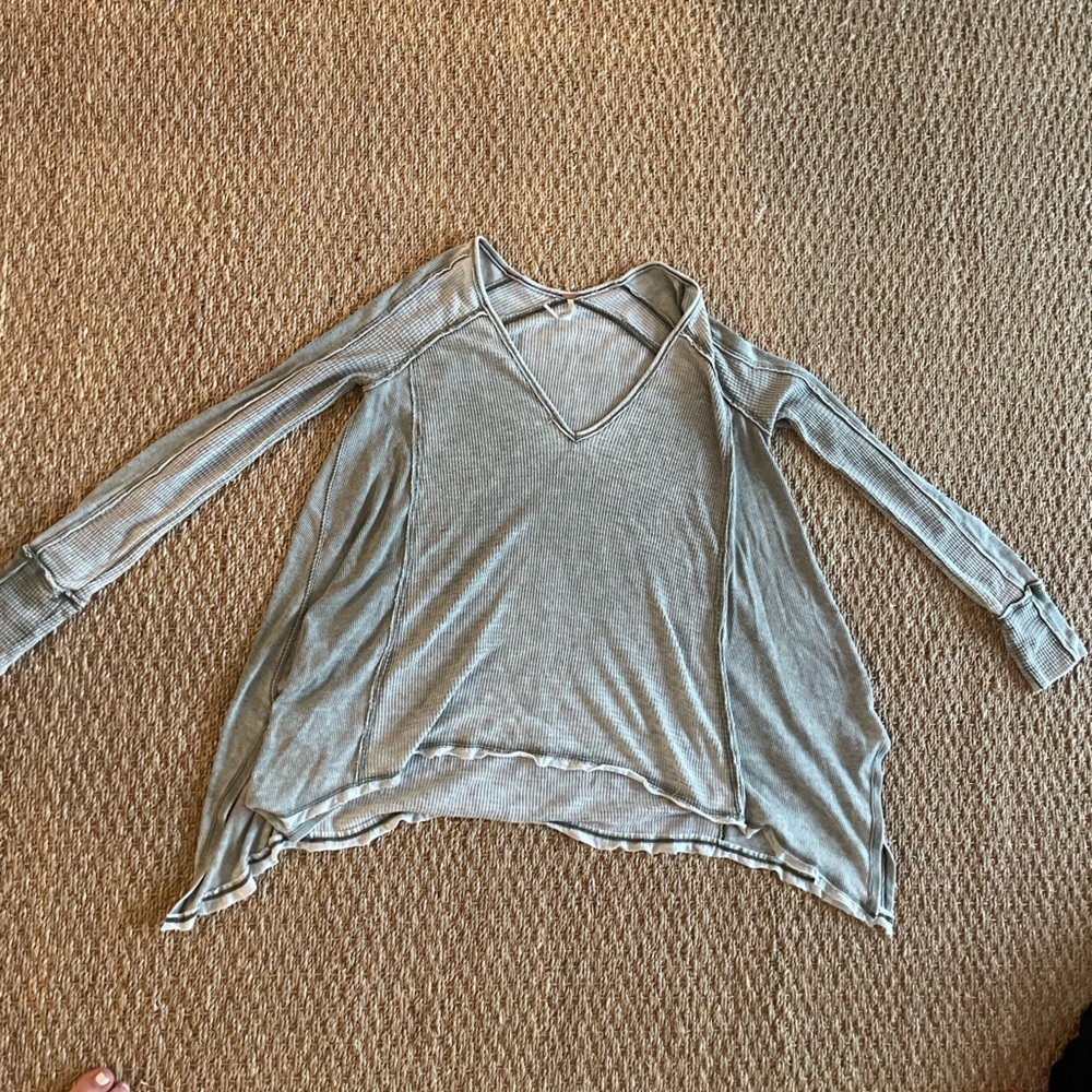Free people size small green flannel waffle shirt